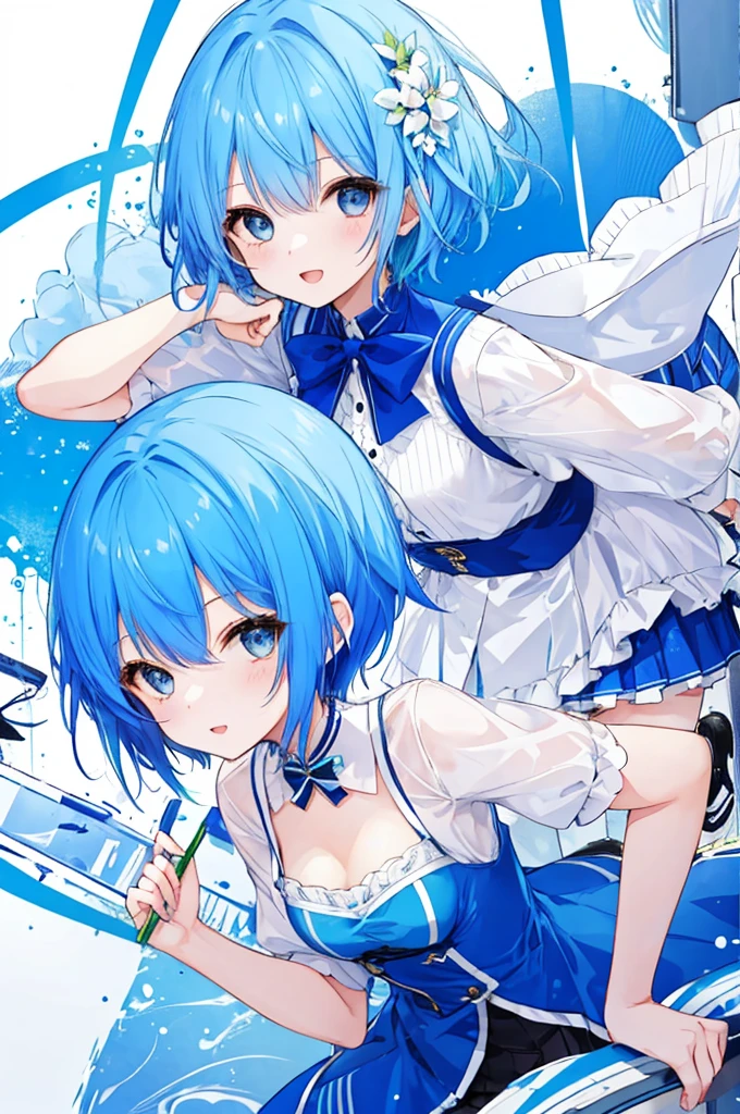 Girl、Blue hair short、Sexy