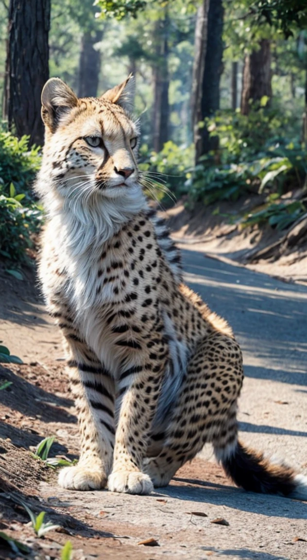 Best Quality, Masterpiece, Ultra High Resolution, (Realisticity: 1.4), Original Photo, A cheetah hunting a rabbit in the forest, highly detailed, hyper realistic, cinematic lighting, vibrant colors, dynamic action pose, detailed fur texture, sharp focus, 8K, photorealistic, masterpiece, professional photography