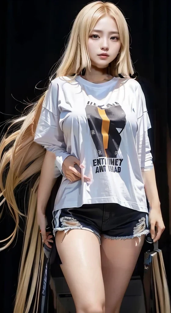 Bigger T-shirt, Big Breasts, Baggy, Oversized, Long sleeve T-shirt, hot pants（sweat）（（line））