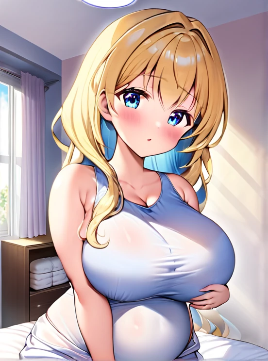 Pregnant women,Pregnant belly,Paisu,,Light blue hair,Hair Gradient,Long Hair