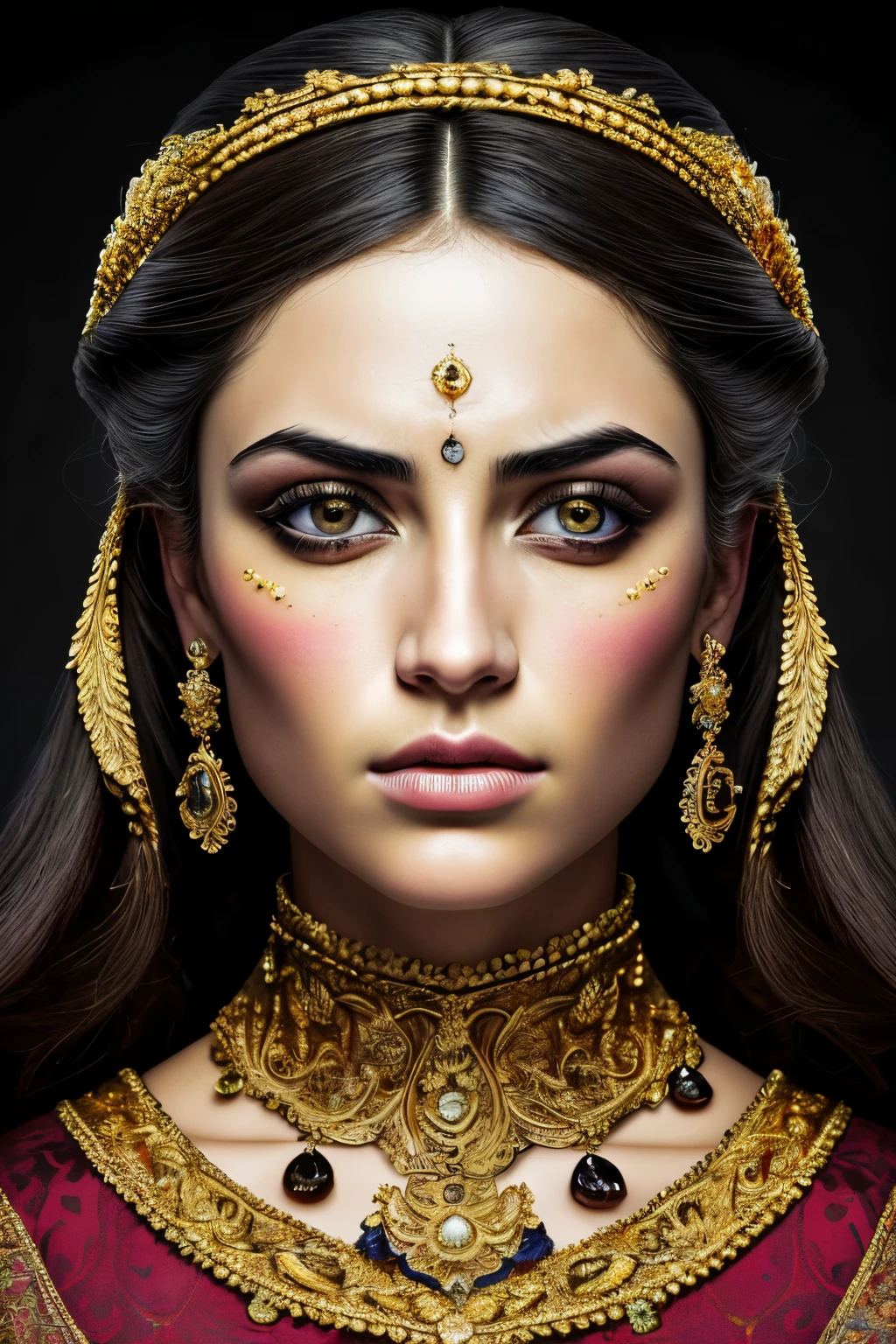 anahí, {2women:1.2}, twin, theatrical, {baroque-style painting}, masterpiece, intricate gold detailing, best quality, high resolution, 8k, photorealistic, grandeur, baroque-inspired setting, dramatic lighting, intense emotions, lifelike, passionate, alfonso herrera, {1man:1.4}, intensity-filled gaze, brooding, opulent attire, vivid color palette, exquisite brushes, textured canvas, capturing the essence of love and drama, rich textures, intricate patterns, detailed facial expressions, captivating eye contact, detailed period costume, elaborate hair