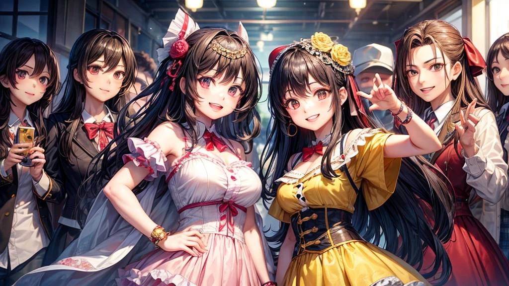 Tokisaki kurumi is looking at the camera,she is smiling and hold her hand towards the camera