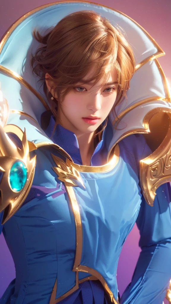 a close up of a man with a blue outfit, gold paladin, casimir art, holy paladin, male paladin, beautiful androgynous prince, delicate androgynous prince, detailed face, realistic, photorealistic, photo-realistic:1.37, (best quality,4k,8k,highres,masterpiece:1.2),ultra-detailed,(realistic,photorealistic,photo-realistic:1.37),HDR,UHD,studio lighting,ultra-fine painting,sharp focus,physically-based rendering,extreme detail description,professional,vivid colors,bokeh,fantasy,digital painting,intricate details,highly detailed,cinematic lighting,dramatic lighting,chiaroscuro