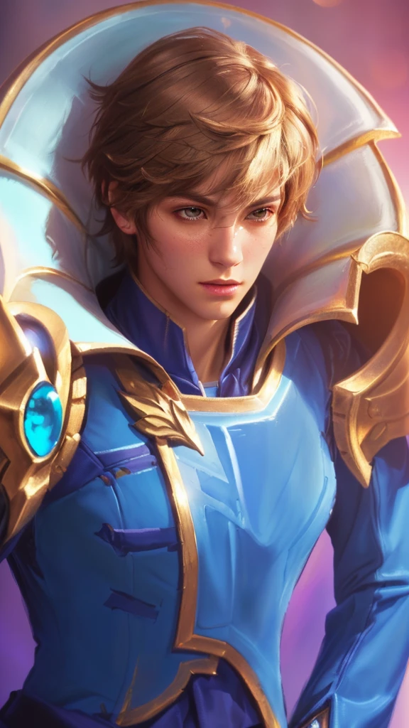 1boy, with a blue outfit, gold paladin, casimir art, holy paladin, male paladin, beautiful androgynous prince, delicate androgynous prince, detailed face, realistic, photorealistic, photo-realistic:1.37, (best quality,4k,8k,highres,masterpiece:1.2),ultra-detailed,(realistic,photorealistic,photo-realistic:1.37),HDR,UHD,studio lighting,ultra-fine painting,sharp focus,physically-based rendering,extreme detail description,professional,vivid colors,bokeh,fantasy,digital painting,intricate details,highly detailed,cinematic lighting,dramatic lighting,chiaroscuro
