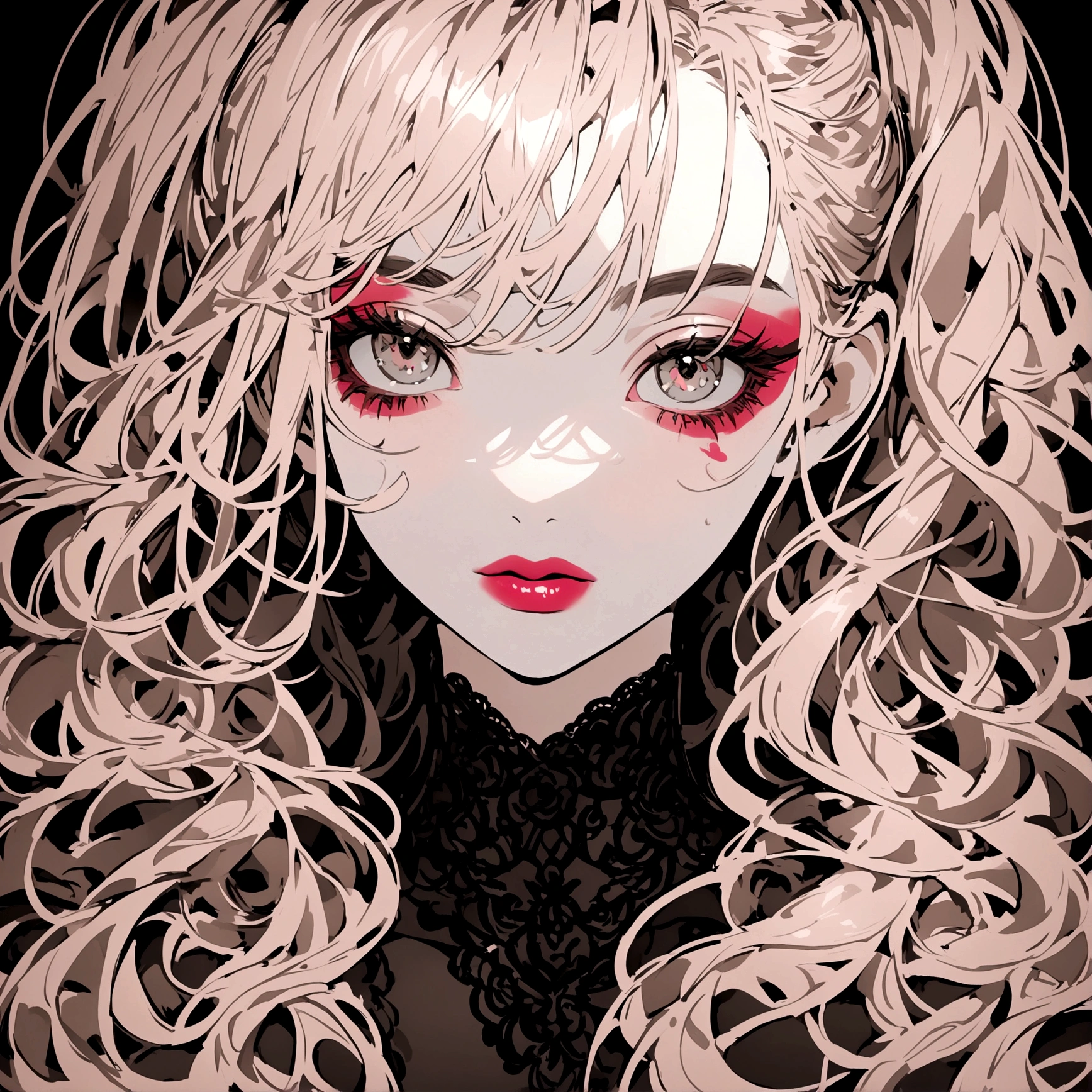 Hot goth blond girl with pink eyes