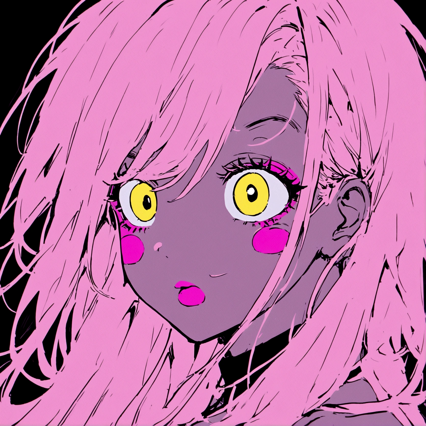 a neon sign of a girl wearing makeup