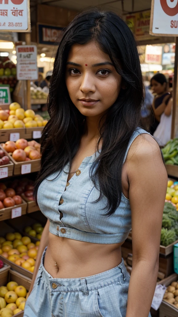 A indian gril black hair    dreesa indian shari at the market viw