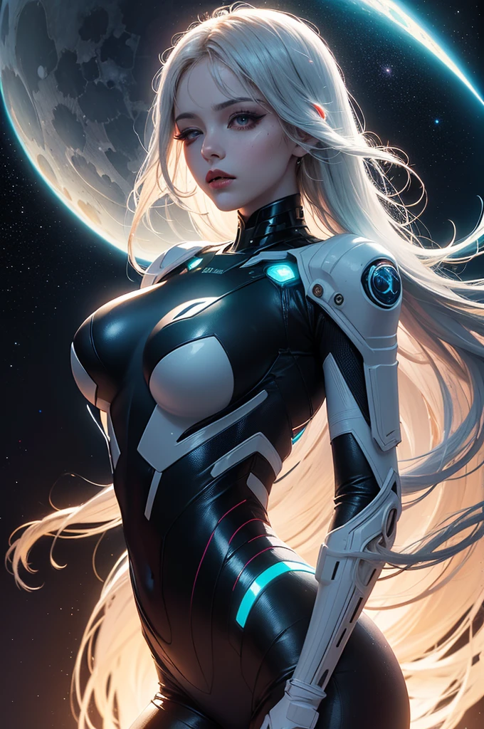 (Masterpiece:1.2), Best Quality, (night sky, Medium long hair:1.2),(illustration:1.2), beautiful scenery, scared,(Masterfully Crafted Glow, Lens flare), (ultra detailed), hyper details, (delicate detailed), (intricate details), (cinematic light, Best Quality Backlights), clear line, The new World, viewer, solitary woman,(spacewoman, space), solitary woman, perfect body, (1 girl), (Bioluminescent glowing hair., bright and shiny eyes), (Galaxy ,alien planet),(astronaut wearing y futuristic formfitting spacesuit:1.1), eyes slightly closed, (cyberpunk), (dynamic:1.3), ((make up)), High contrast, (better lighting, an extremely delicate and beautiful), ((cinematic moonlight)), showy, ((Pastel painting with Photoshop:1.1)), ethereal, (cinematic masterpiece),suspended, fear, (Interstellar), touches of color, absolutely striking, ((caustic)), dynamic angle ,beautiful (Detailed glow), (Mysterious),(Behind the intricate and detailed cinematic landscape:1.2),ambient occlusion, (ambient moonlight), Ray Traced Reflections, intricately detailed visible background , (glowing spacesuit), Frightening, (bioluminescent vegetation:1.2), terror, difficult, futuristic, horrifying, (hologram display screen), (Large and exquisite kite)