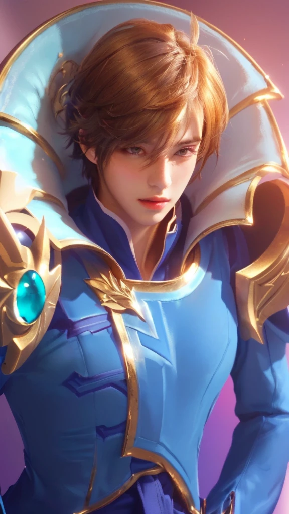 1boy, with a blue outfit, gold paladin, casimir art, holy paladin, male paladin, androgynous prince, detailed face, realistic, photorealistic, photo-realistic:1.37, (best quality,4k,8k,highres,masterpiece:1.2),ultra-detailed,(realistic,photorealistic,photo-realistic:1.37),HDR,UHD,studio lighting,ultra-fine painting,sharp focus,physically-based rendering,extreme detail description,professional,vivid colors,bokeh, highly detailed,cinematic lighting,dramatic lighting
