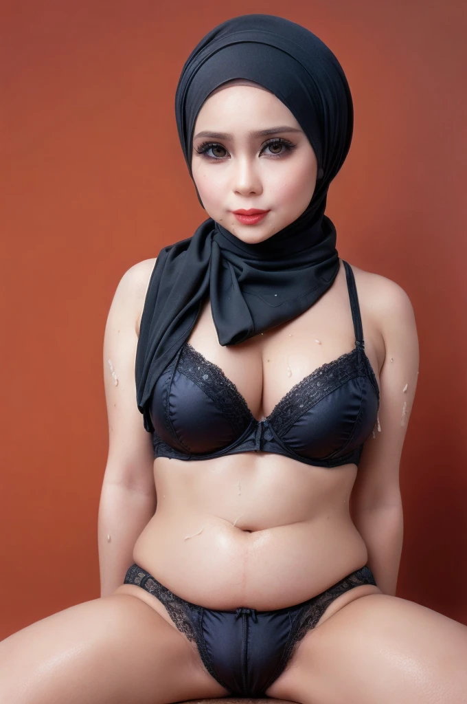 ((WET )), ((chubby cheeks)), ((Chubby fatty)), ((Straddling)), "  " ((Hijab Stylish)), (Malaysia female), age 15 years old, 8K, photottorialism, , ((RED LIPSTICK)), ((HAIRY ))