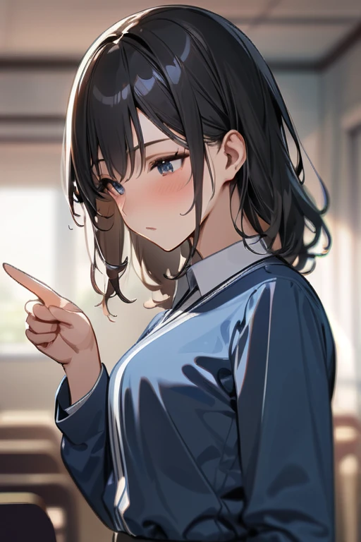 ((Best quality)), ((masterpiece)), (detailed), teacher, short black