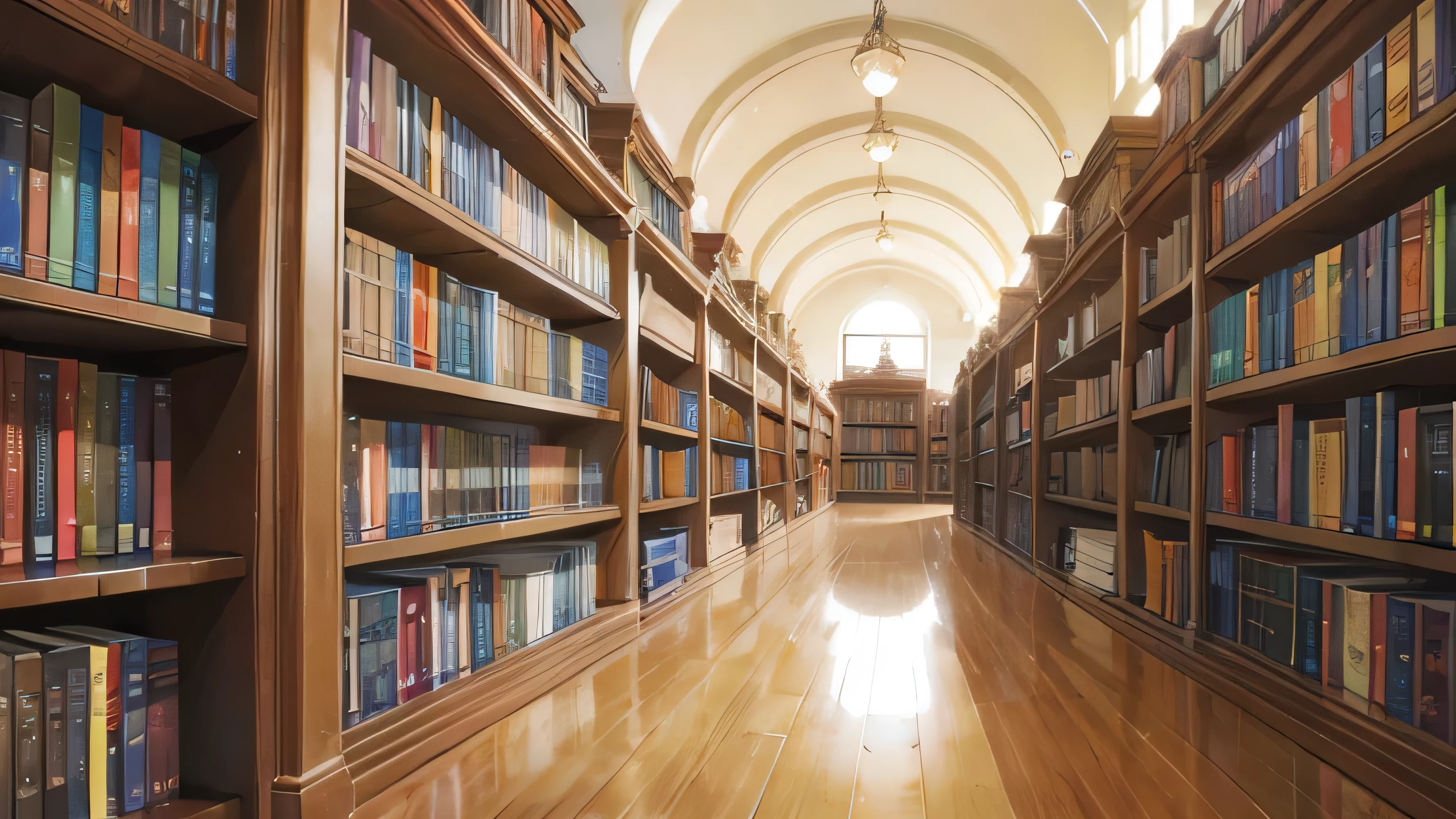 Open doors to a huge library with books, Magic