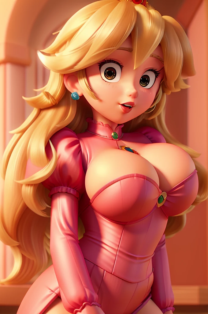  peach, princess peach), princess peach, huge  cinematic shot, anime style 3d, High quality 8K detailed art, Super detailed representation, blonde hair princess,, detailed digital anime art, anime princess, a juicy human-like peach, , , red , , , no mutated