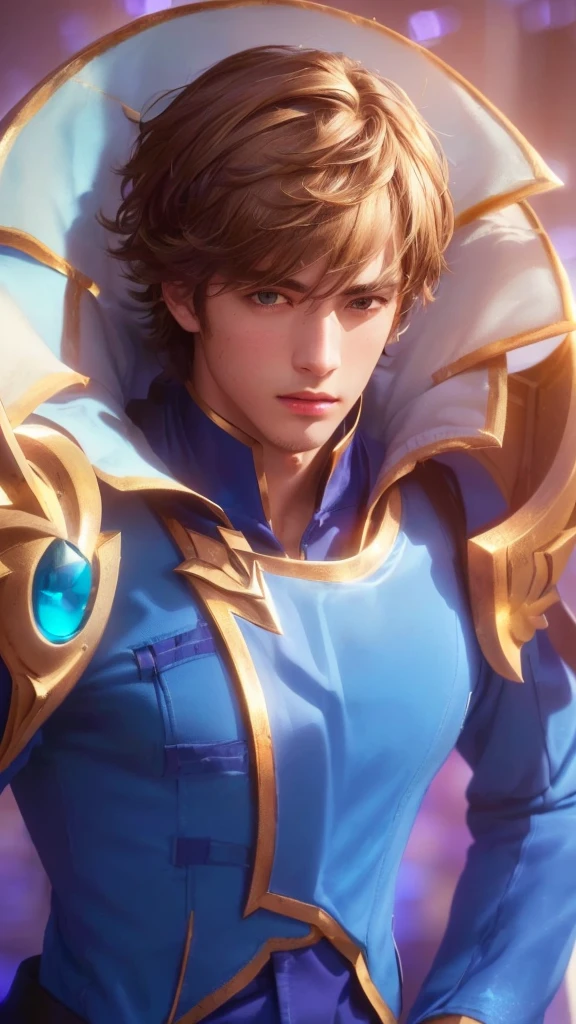 ung man, with a blue outfit, gold paladin, handsome, holy paladin, male paladin, androgynous prince, detailed face, realistic, photorealistic, photo-realistic:1.37, (best quality,4k,8k,highres,masterpiece:1.2),ultra-detailed,(realistic,photorealistic,photo-realistic:1.37),HDR,UHD,studio lighting,ultra-fine painting,sharp focus,physically-based rendering,extreme detail description,professional,vivid colors,bokeh, highly detailed,cinematic lighting,dramatic lighting