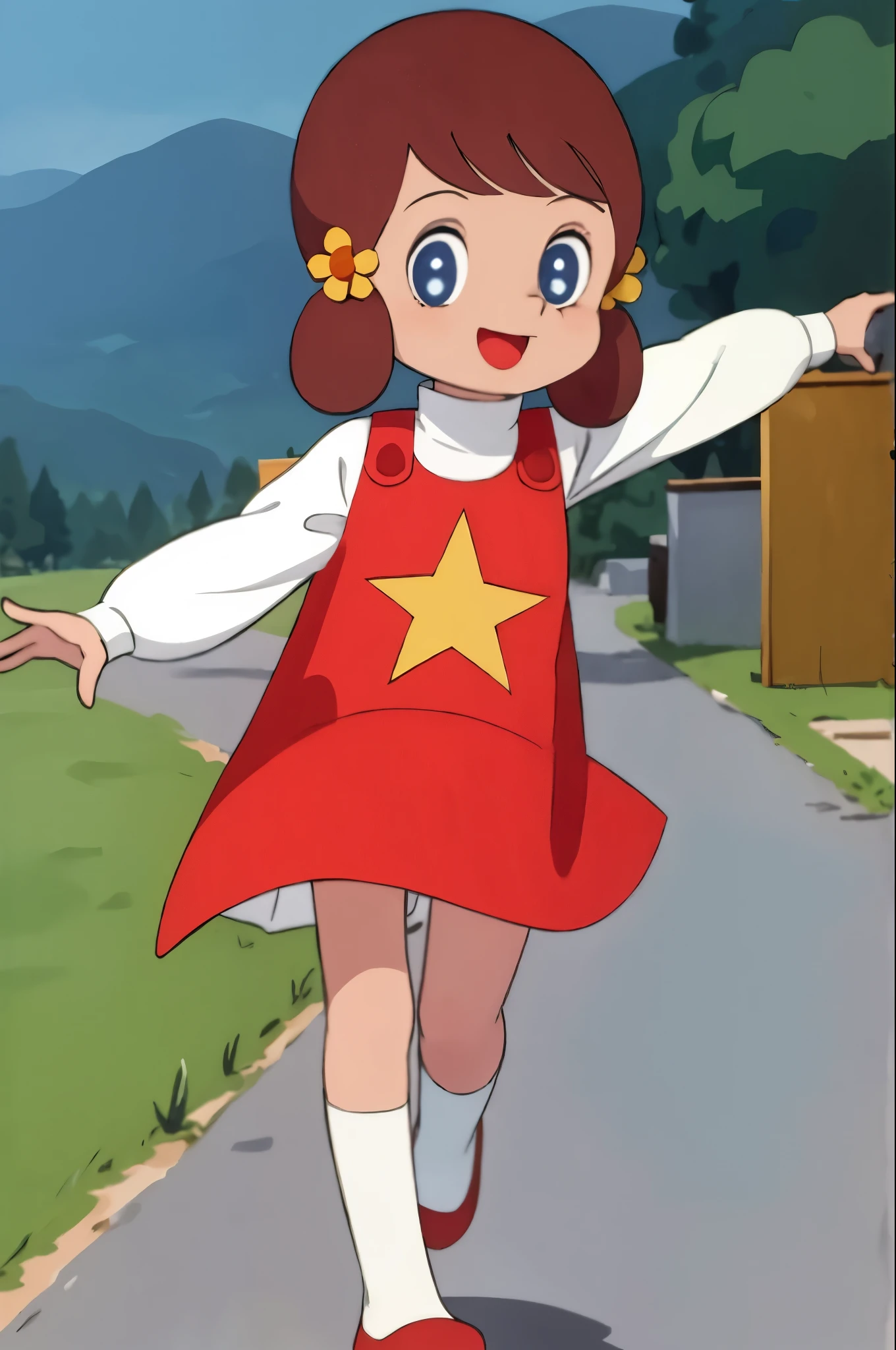 masterpiece, best quality, solo, 1girl, 
 chappy,
Walking around town、A happy look、Laughing with mouth open、