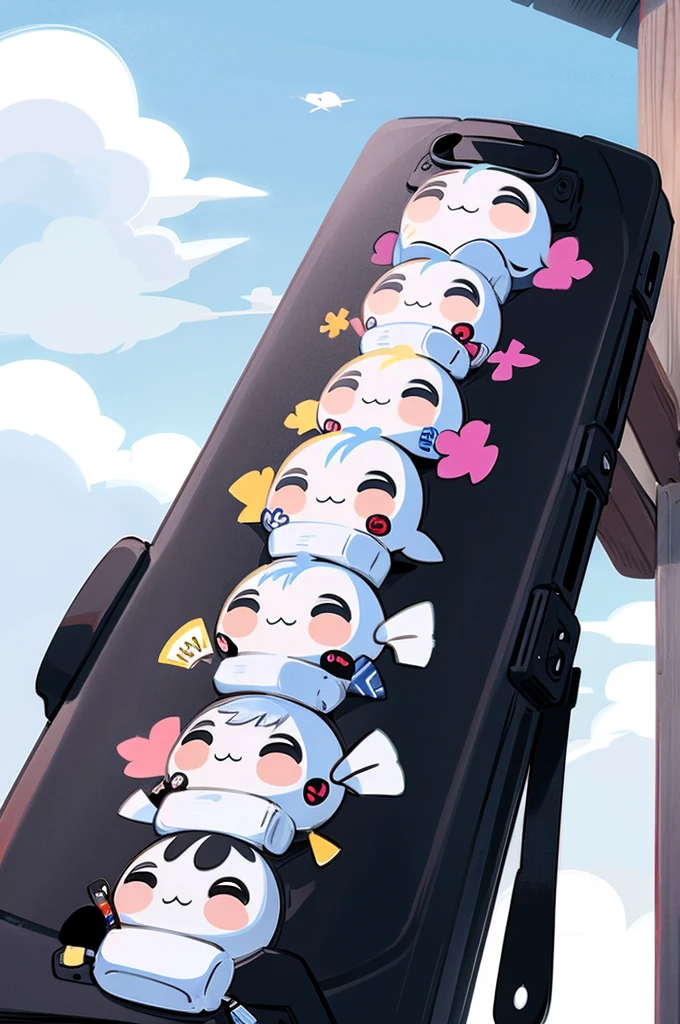 (Stickers),#quality(8K,best quality, masterpiece),alone, #One girl(cute, cute,Small child,smile,Hair is floating,Hair Color Cosmic,Braid,Zombie Skins,Ghost Skin ,Skin tone is blue,Pale skin,Eye color is cosmic,Shining Eyes,Big eyes,Damaged clothing,Heavy Metal Costume,Grin,isolated on pink background,whole body),#background(Monotony,pink,no background,isolated on pink background)、In a completely different expression