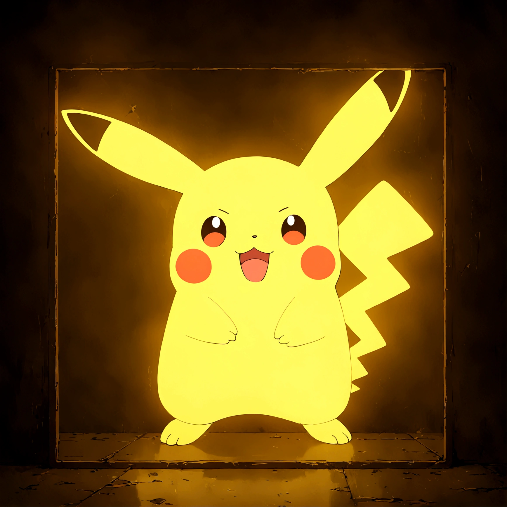 a neon sign of pikachu