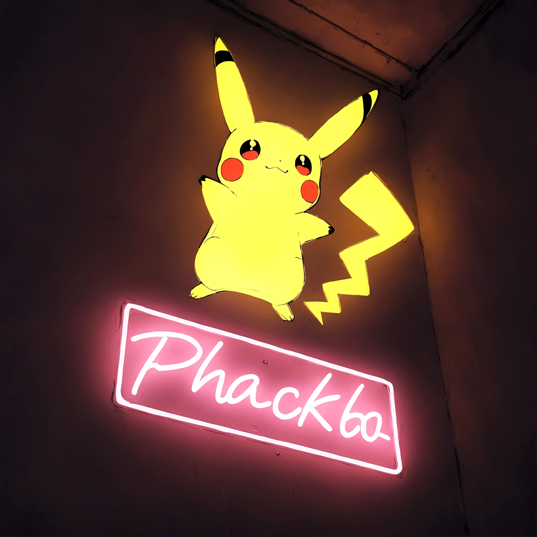 a neon sign of pikachu
