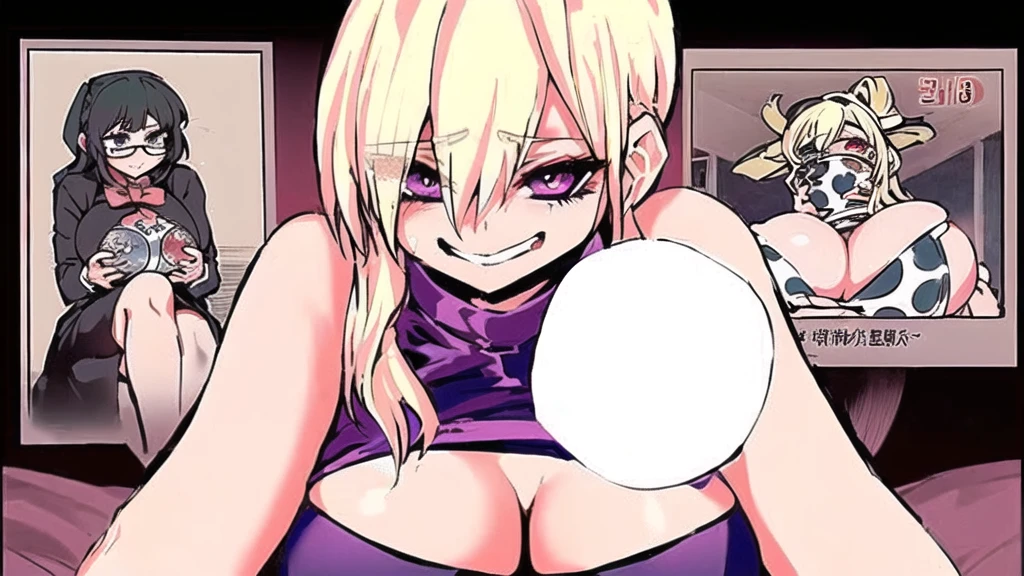 anime girl with big  holding a white ball in her hand,  anime style, , anime cover, full color manga visual style, anime monster girl,  face,  in dress, !!, colored manga panel, !, inspired by INO, , cel - shaded art style,  anime girl
