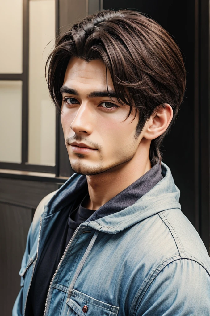 Make a realistic anime handsome boy 
