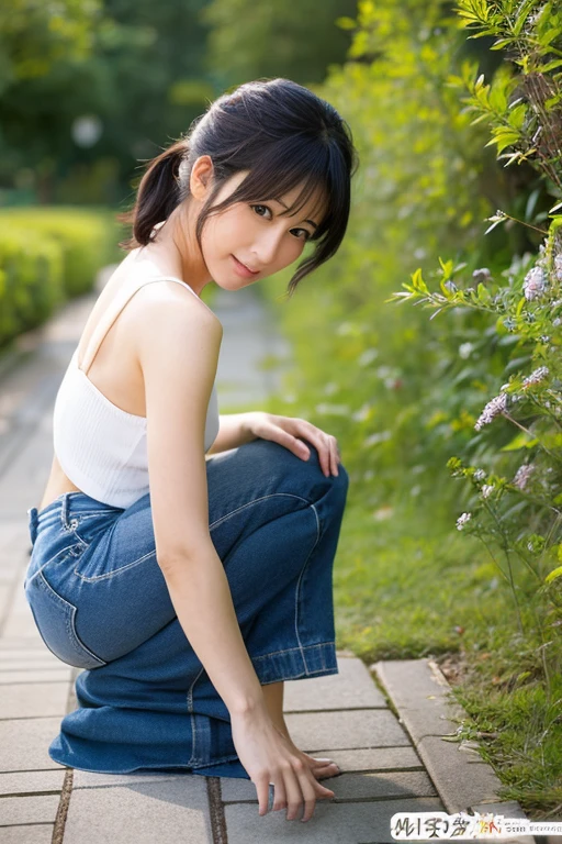 Shooting from under your feet、Angle from below、Spread your legs and