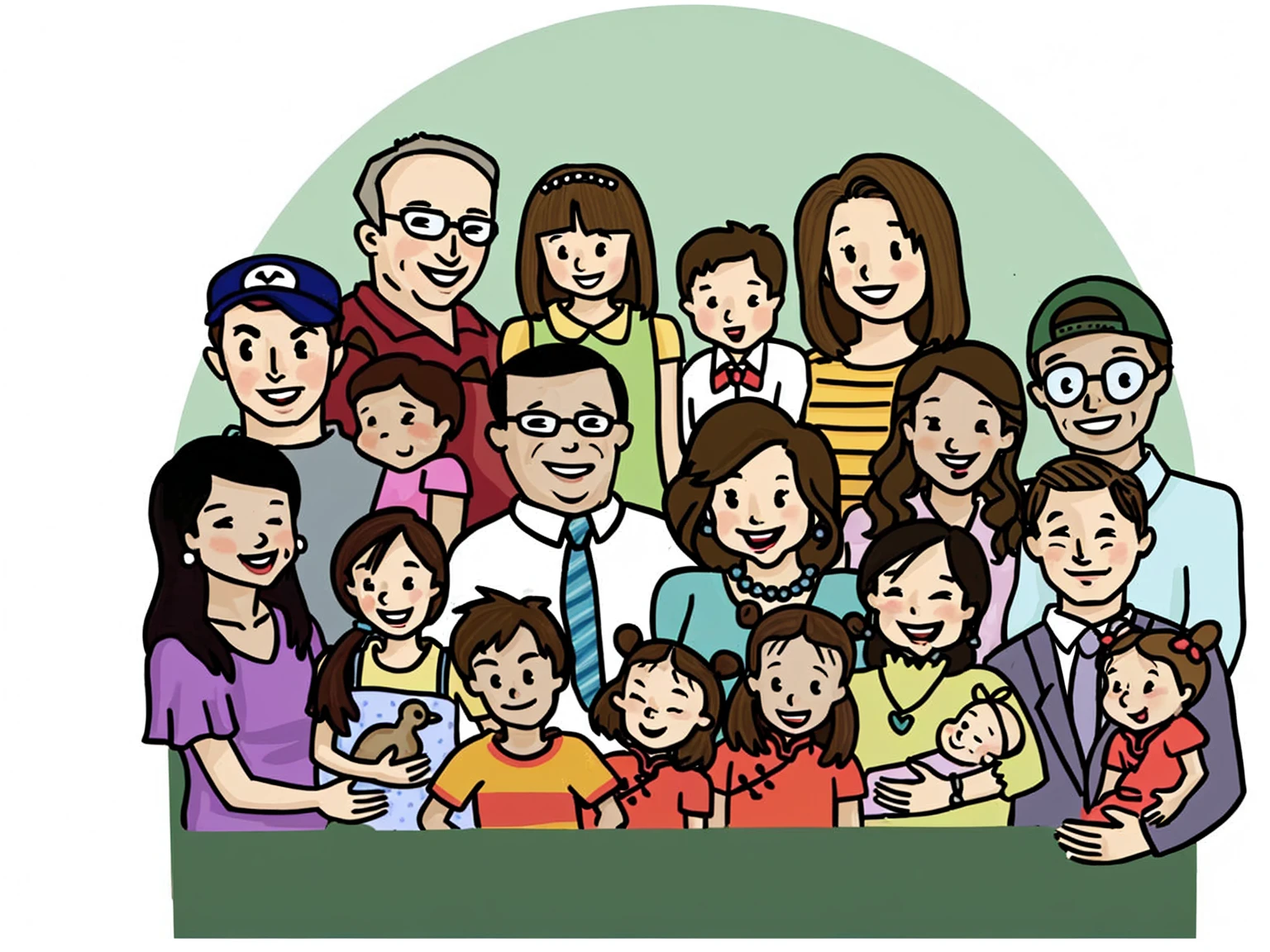 A happy family with everyone is smiling happily, 