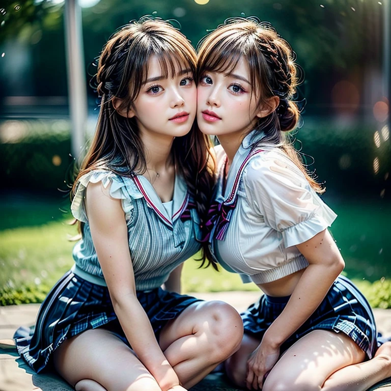 SFW, ((David Hamilton:1.37, White and vivid colors))、Extremely Detailed (Tiny Oppai- Twins:1.37)、{(Dynamic-angle)|(from side)|(from back)|((from below:1.2))}、{(((Kissing face to face:1.41) Against the Nipples to Nipples Pressing hard))|(Standing Full Body:1.2)|Wide Shot}、{(Floating hair with Strong wind)|(Ass focus)|French Braid|bun}、8K best quality、((Masterpiece:1.2、Photo-realistic:1.4)), { kodachrome | realistic | photorealistic | RAW } BREAK
((Detailed KAWAII Face、Detailed Radiant PearlSkin with Transparency))、Smooth shading、(SOFT focus BokeH)、Soft Lighting、((school uniform with white Thongs))、{Flowers|Flower wreath|smile|Joyful|Different types of hair colors}、{(Light Particles:1.2)|(Lens Flare)|(Luminescent Particles:0.6)}、{Forest Lakeside|Lakeside Cottage|Before dawn|magic hour|morning glow|foggy|Haze|Colored Horizon}、{ Whole Body proportions and all limbs are anatomically accurate | no extra limbs | hidden hands | Corrected BabyLike hand } . PUNIPUNI