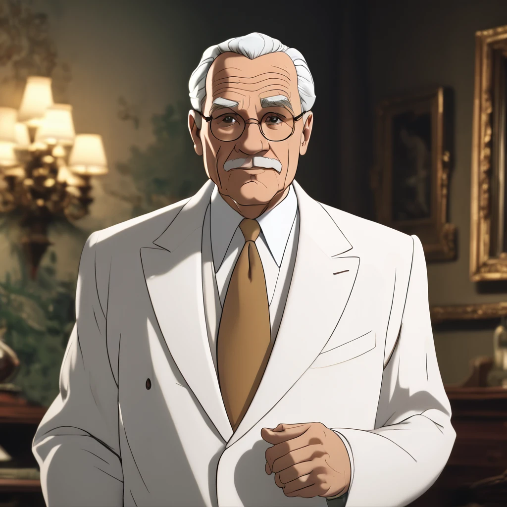 old business man wearing white suit Disney2DStyle