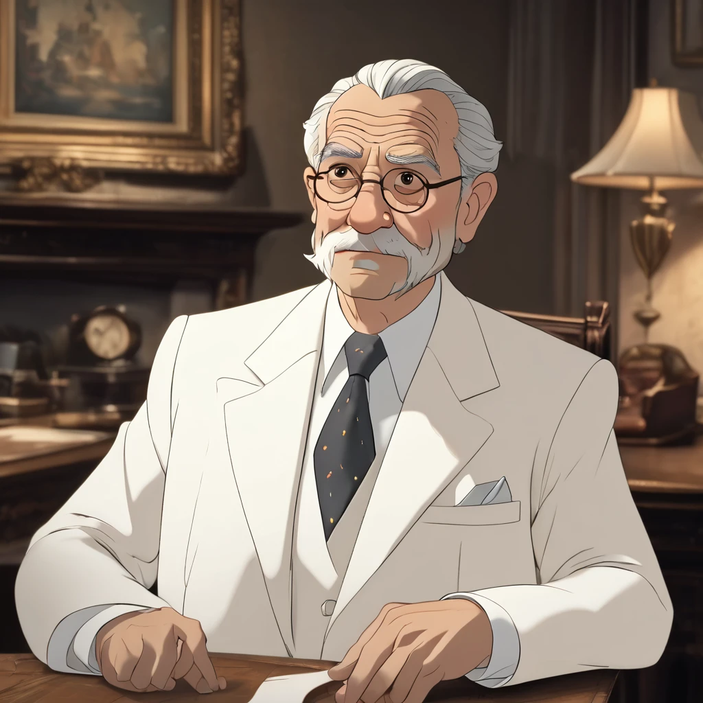 old business man wearing white suit Disney2DStyle