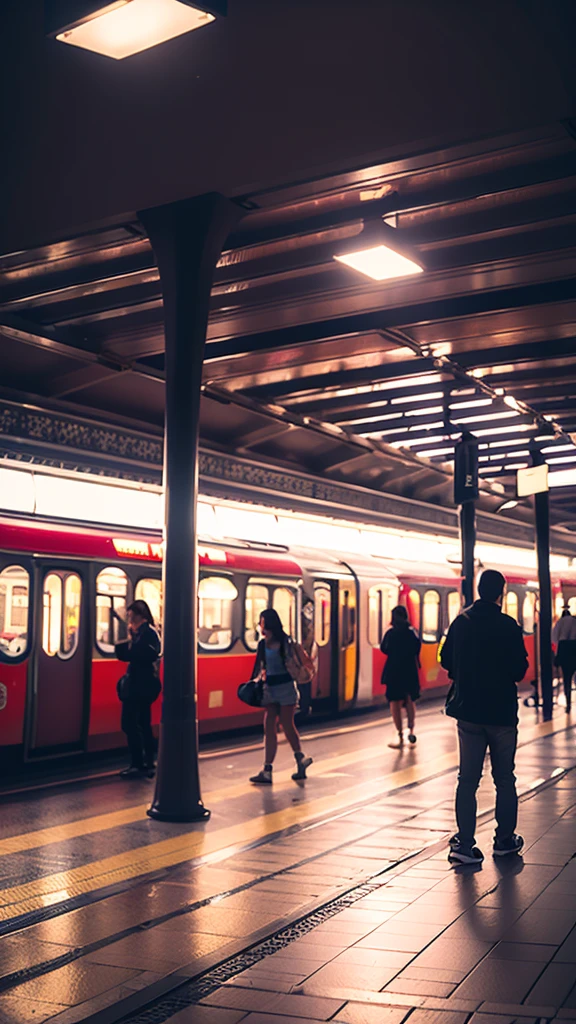 Summer Dream，Metro platform，Dreamy lighting，HD，Details，Best quality