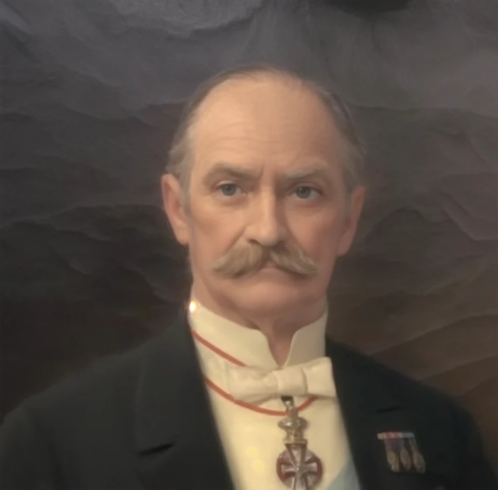  man,  ,he is 90 years old ,wrinkles have forehead ,  moustache 