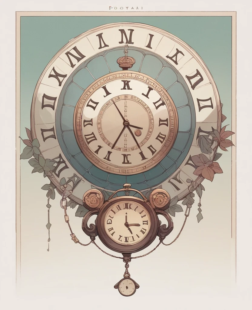 old clock with life ,eyes nose ,boca