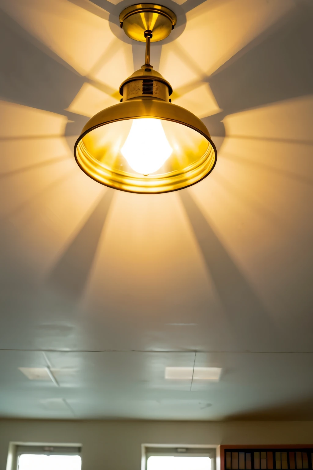 lamp on the ceiling of a classroom