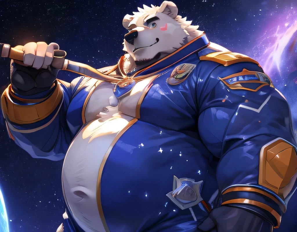 masterpiece,high quality,anime,detailed eyes,furry male White bear, Great physique,strong arms manly, Floating in space, Asteroids, Star Pajama suit, (Night), Shimmering Stars, Joyful, by null-ghost,by pino daeni hot body hot belly. Show bear your huge dick. I wanna cook you dick. I sucked you big dick. I want to hug your big belly. Show you dick. Please show me your huge dick