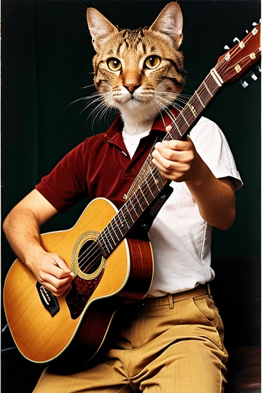 ((best quality)), ((masterpiece)), (detailed), 1 gato, tocando guitarra
