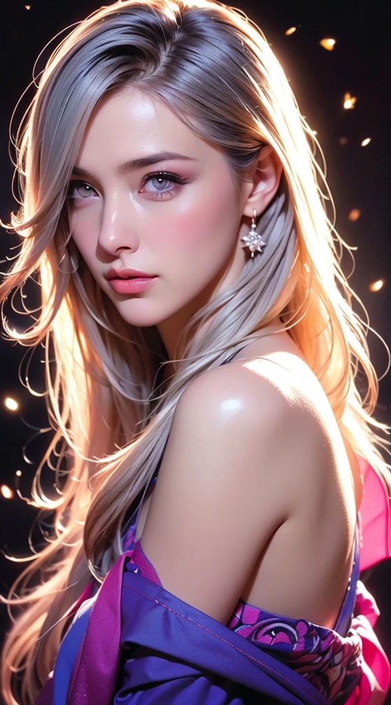 Best quality, Masterpiece, (Realistic:1.2), 1 girl, Detailed face, Beautiful eyes, (Masterpiece:1.2, Best quality), (fine detailed beautiful eyes: 1.2), (Extremely detailed Cg Unity 8K wallpaper, Masterpiece, Best quality, Ultra-detailed, Best shadow), (Detailed background), (Beautiful detailed face, Beautiful detailed eyes), High contrast, (Best illumination, An extremely delicate and beautiful),1girll,((colourful paint splashes on transparent background, Dulux,)), Dynamic Angle, beautiful detailed glow, full bodyesbian, Cowboy shot, White hair, Purple eyes, Best quality, Masterpiece, (Realistic:1.2), lotus flower, Glowing, In the night sky, Full of stars, The is very detailed, Ultra-high resolution, Ultra-high quality,