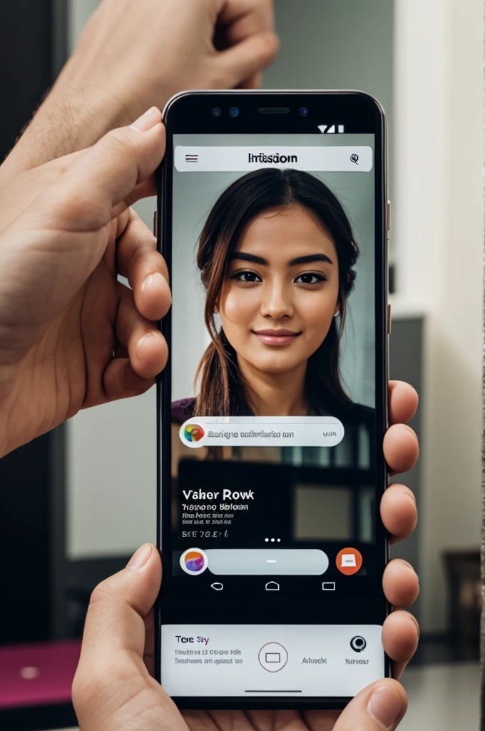 A phone showing an Instagram notification, with the reflection of a face 