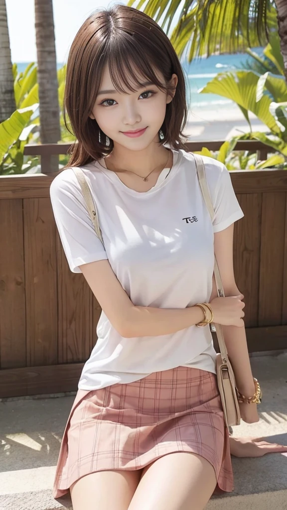 T-Shirts、skirt、Ample breasts、Cute clothes