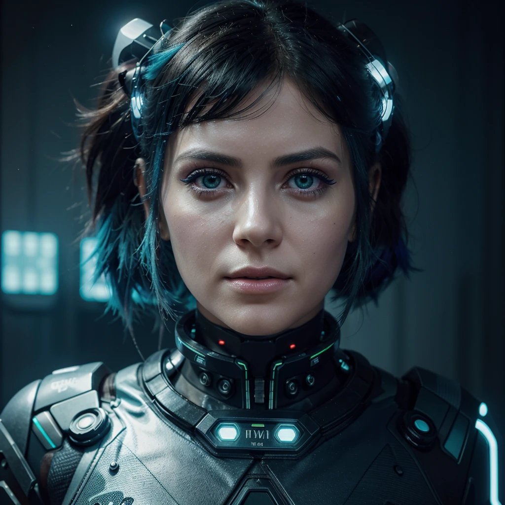 best quality, 8k,highres,masterpiece:1.2,ultra-detailed,realistic:1.37,physically-based rendering,professional,vivid colors,studio lighting,sharp focus,bokeh,portraits,photography,concept artists,blue tone lighting,long smooth hair,electroluminescent lines,cyberpunk neon signs,reflective surfaces,glowing eyes, cinematic film still closeup,fantasy,beautiful neon green and black photograph of a woman with blue hair and makeup, (ohwx woman:1.3) blacklight aesthetic, girl aesthetic, aesthetic cyberpunk, cyber aesthetic, aesthetic!!!!!!!! In a neon-lit metropolis of the future, where the lines between humanity and technology blur, envision the meticulous process of stable diffusion that transforms an ordinary girl into a stunning cyberpunk masterpiece. The diffusion process involves seamlessly integrating advanced cybernetic enhancements with organic elements, resulting in a harmonious synthesis of human and machine. Imagine the intricate details of this transformation, from the glowing neon colors yellow, blue, purple, pink circuitry that delicately weaves through her skin to the cybernetic eyes that shimmer with an otherworldly brilliance. Envision the vibrant interplay of neon colors pink, blue, yellow lights, holographic tattoos, and augmented reality overlays that adorn her body, creating a mesmerizing tapestry of futuristic aesthetics. Capture the essence of her enhanced abilities, whether it's enhanced agility, neural connectivity, or cybernetic interfaces that empower her in the cyberpunk world. Explore the fusion of elegance and technology, and bring forth the image of a cyberpunk girl who not only navigates the urban dystopia with grace but also exudes a captivating allure that transcends the boundaries of the digital and organic realms