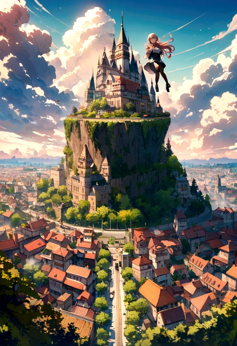A giantess with her son on her shoulder