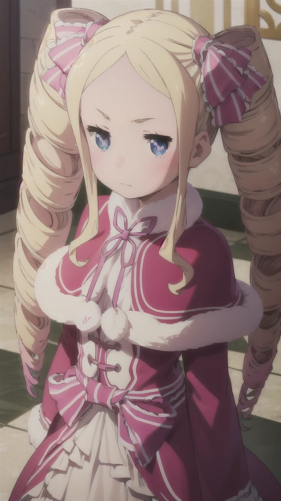 (((pixel-perfect, detail-perfect))), solo, 1girl, beatrice, fur trim, capelet, looking at viewer, closed mouth