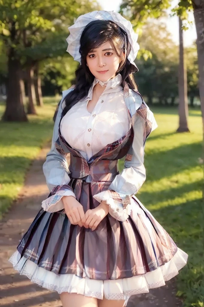 marian rivera,((White collar shirt、Light blue plaid pleated skirt:1.4)、foot, enchanting smile, closed clothes, polite attire, The face of beauty , Because I&#39;m slender , abs:1.4, 30 years old, ((1 girl, alone)), ((full body)), ((huge breasts:1.3)), Breastfeeding A. to, (K, Raw photo, highest quality, Masterpiece 11.4), (realistic, photo-realistic:1.37), (micro:1.4), exposed , ((diamond necKlace)), earrings, glamorous, white sKin, ((in a luxurious hall), looK at viewers, thick brunette hair, long hair, (lit), dynamic pose, (), ((beautiful eyes), erotic, HDR, very detailed, ambient occlusion, nature, harmonious composition, fine art photography, beauty , excellent anatomy, exposed detail
