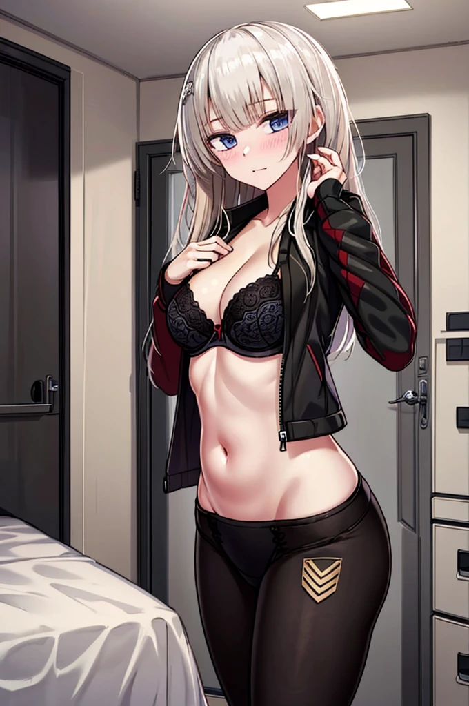 Masterpiece, 1girl, solo, ak-74m, standing, indoor, , cleavelage, indoor, black , high resolution 