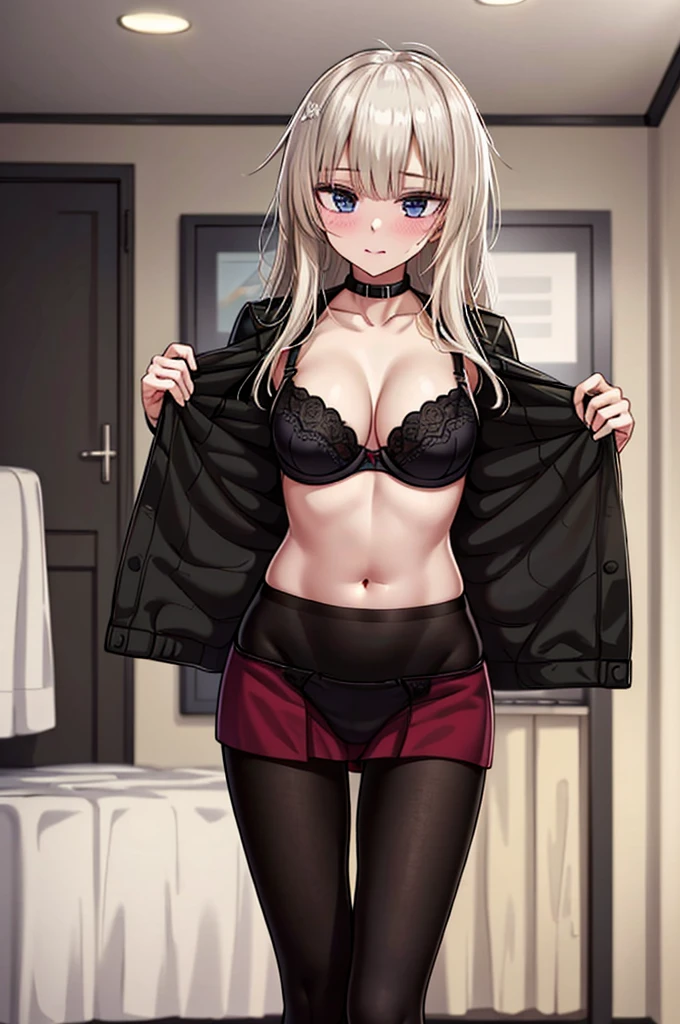 Masterpiece, 1girl, solo, ak-74m, standing, indoor, , cleavelage, indoor, black , high resolution, pantyhose,  