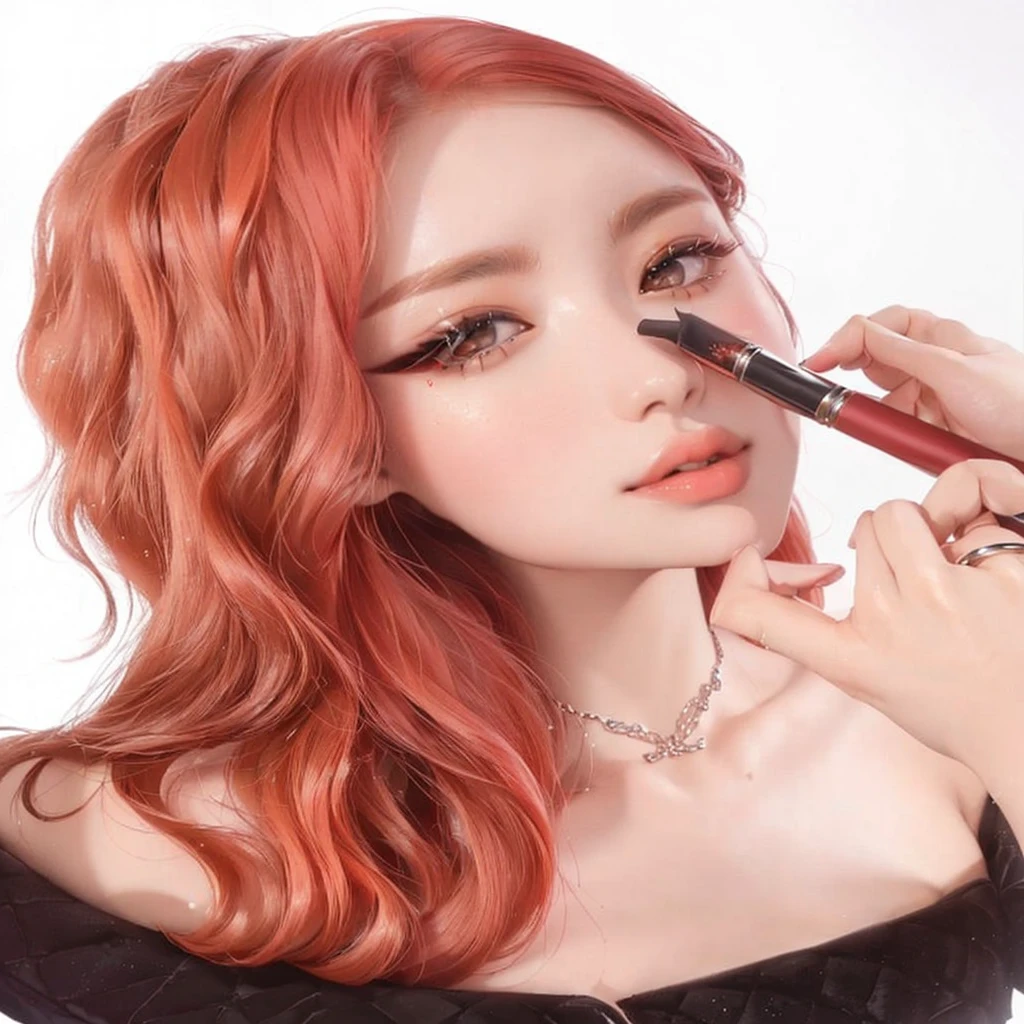 arafed woman with red hair and constituir brush applying eyeliner, popular korean constituir, popular south korean constituir, dilraba dilmurat, ulzzang, Jinyoung Shin, light constituir, yanjun chengt, with professional constituir, realista. ChengYi, constituir, sakimichan, con cara redonda, amoranto, Lalisa Manobal