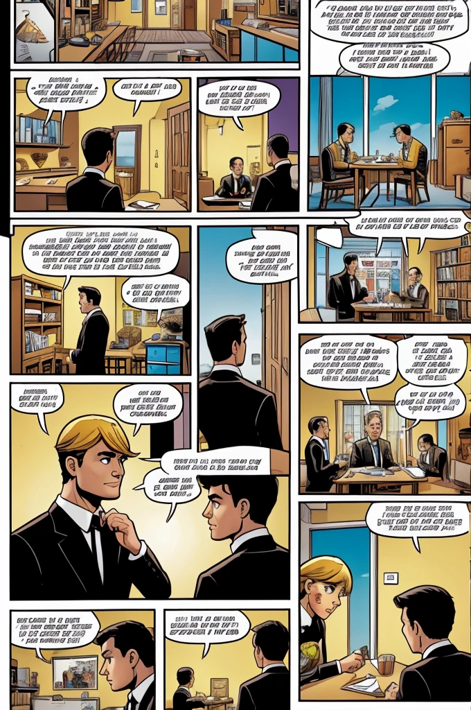 I want you to make a comic with dialogues in English,the comic is quite long,that is related to the daily life of a human 