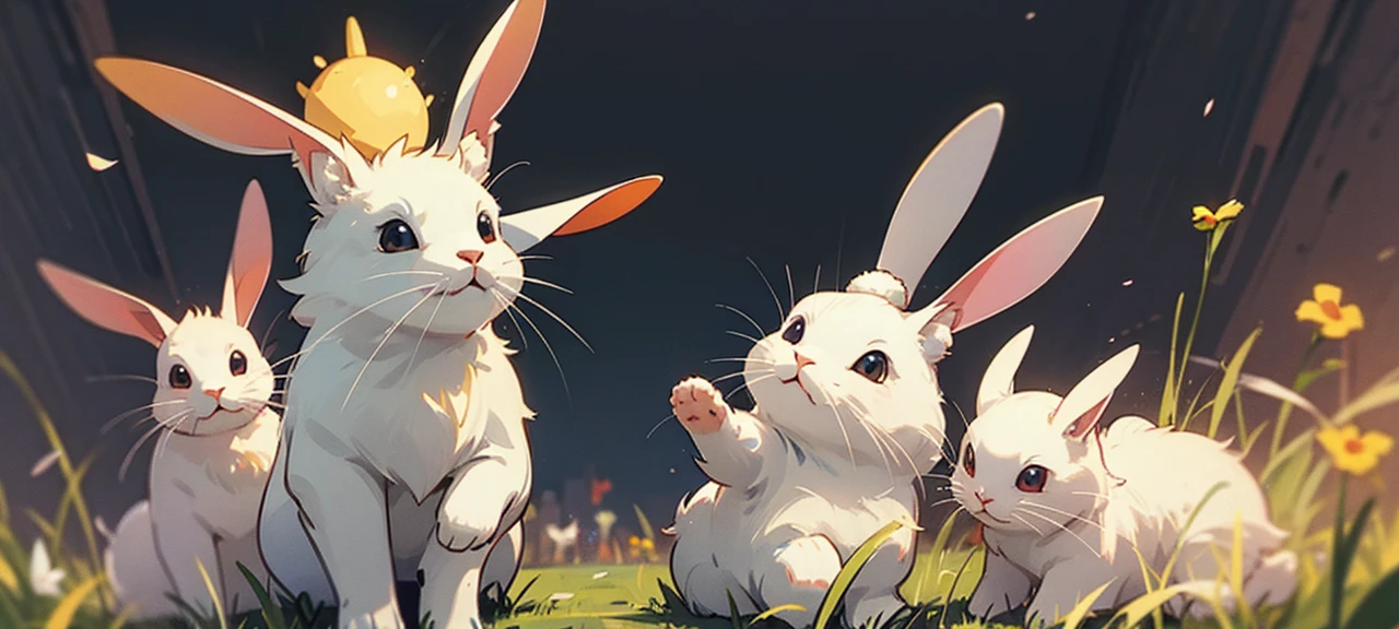Two rabbits cheerful