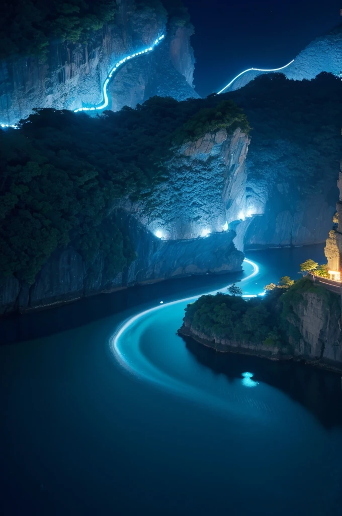 One of the wonders of the world, Matsu area in Taiwan, blue tears on the sea at night (Taiwan Wonders)