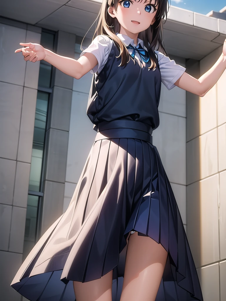 Okay, Saten Ruiko, Black Hair, blue eyes, Long Hair, hair ornaments, Floral decoration,
break セーラー服, blue skirt, pleated skirt, ((ミニskirt:1.5)), Seraphim, skirt, Summer clothes,
break outdoor, null, sun, cloud,
break looking at viewer, (Cowboy Shot:1.5),
break (masterpiece:1.2), Highest quality, High resolution, unity 8k wallpaper, (figure:0.8), (Beautiful attention to detail:1.6), Highly detailed face, Perfect lighting, Highly detailed CG, (Perfect hands, Perfect Anatomy), Angle from below, Dutch Angle, smile, 風でskirtが捲れる, ((Showing panties:1.3))