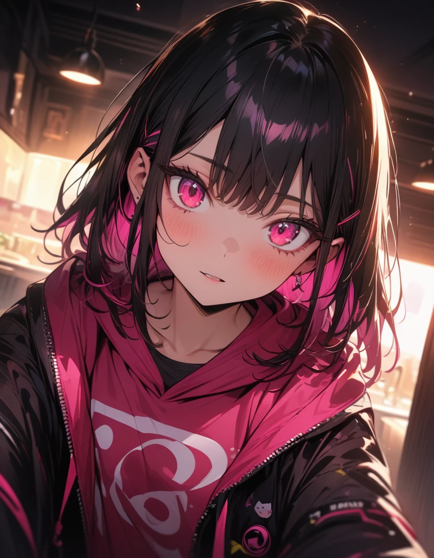 ((Highest quality, Highest quality, masterpiece, Ultra-high resolution, High Dynamic Range, Ultra-high resolution)), ((Ultra-detailed illustrations:1.2)),Towa Tokoyami, alone, Anime Style, Dynamic Lighting, Dynamic Angle, View your viewers, indoor,